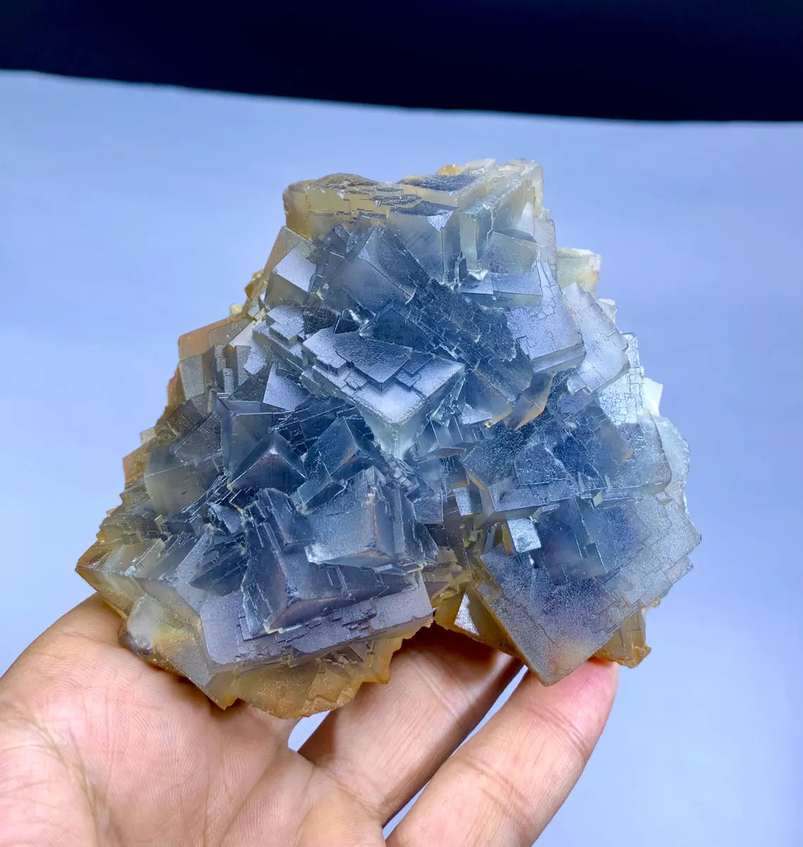 Hand Size Blue Phantom Fluorite Specimen - 572 gram