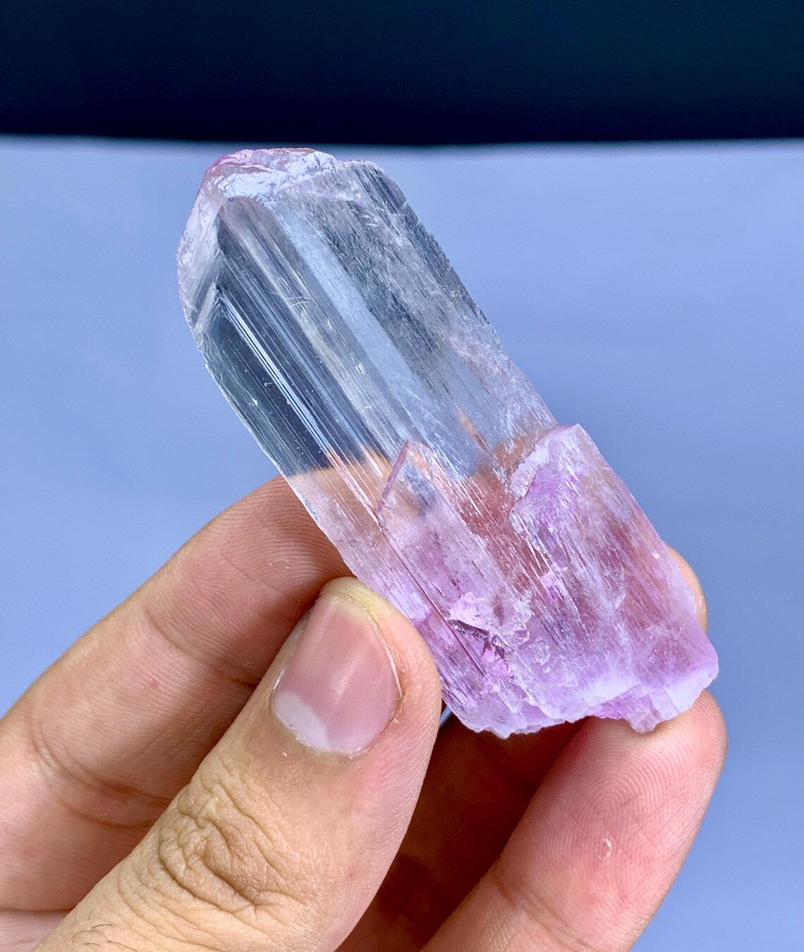 Transparent v Shape Terminated Pink Kunzite Crystal from Afghanistan- 25 gram