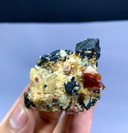 Natural Red Zircon Crystals on Matrix from Pakistan - 59 gram