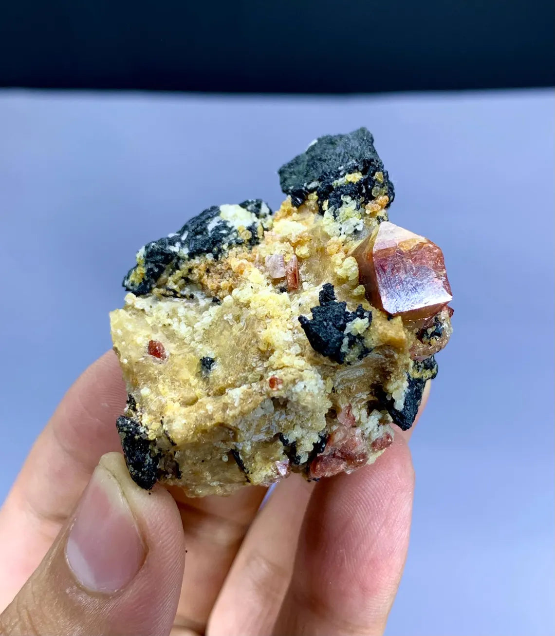 Natural Red Zircon Crystals on Matrix from Pakistan - 59 gram