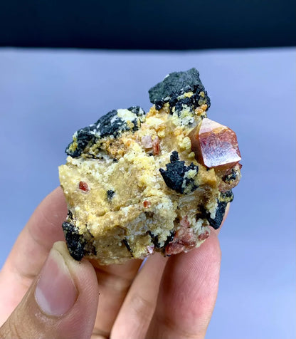 Natural Red Zircon Crystals on Matrix from Pakistan - 59 gram