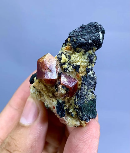 Natural Red Zircon Crystals on Matrix from Pakistan - 59 gram