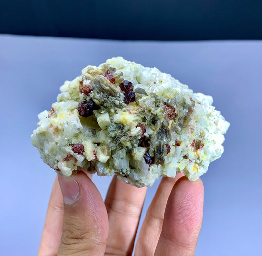 Red Spessartine Garnet Crystals with Star Mica on Matrix from Pakistan - 224 gram