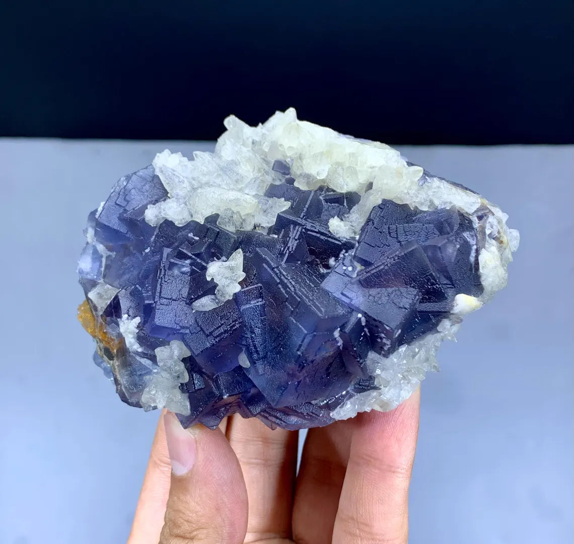 Blue & Purple Fluorite on Calcite from Pakistan - 426 gram