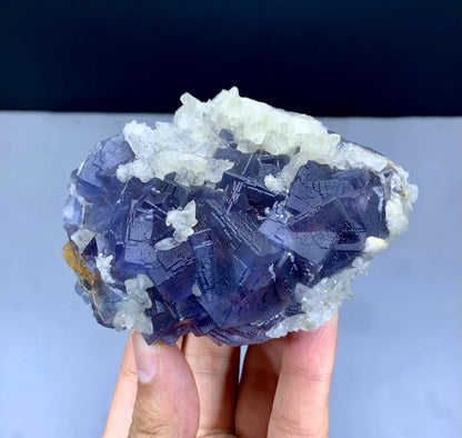 Blue & Purple Fluorite on Calcite from Pakistan - 426 gram