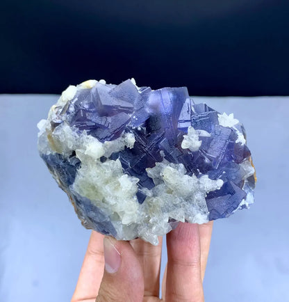 Blue & Purple Fluorite on Calcite from Pakistan - 426 gram