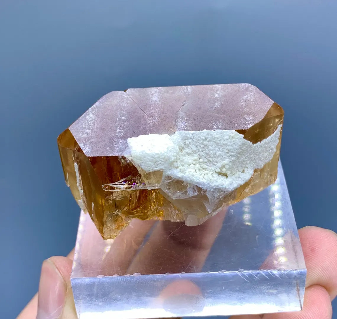 Rich Golden Color Terminated Topaz Crystal from Skardu Pakistan - 84 gram