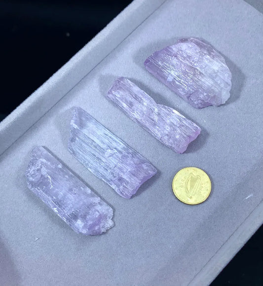 04 pcs Natural Pink Kunzite Crystals Lot - 105 gram