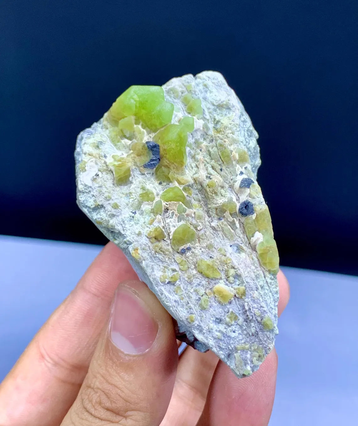 Lush Green Peridot with Magnetite on Matrix from Pakistan - 154 gram