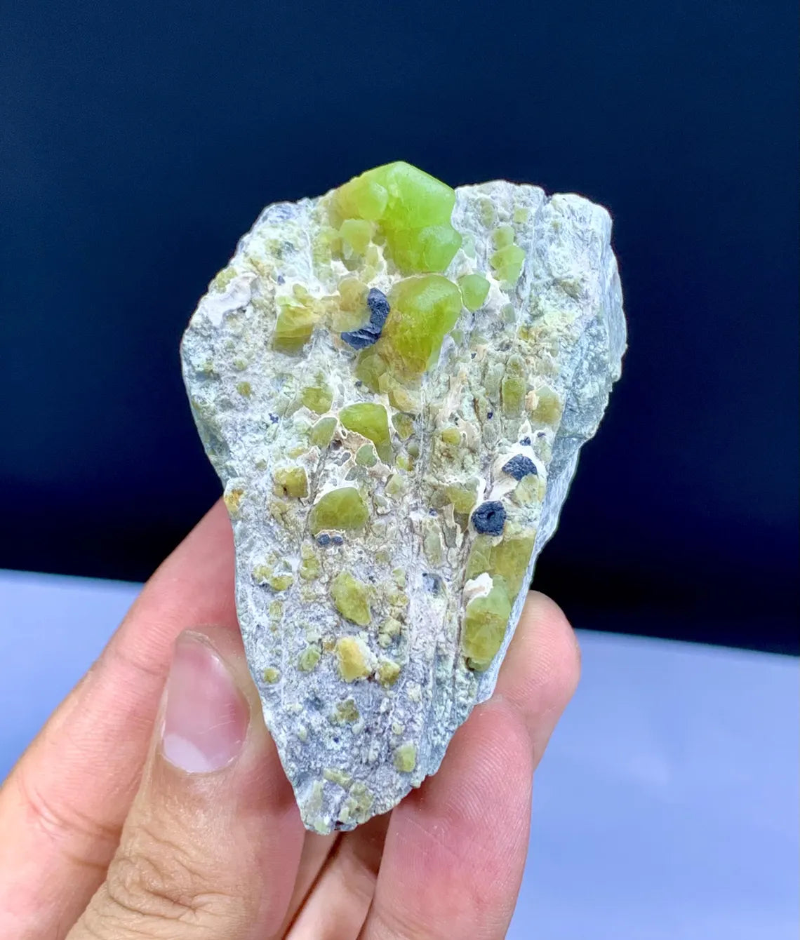 Lush Green Peridot with Magnetite on Matrix from Pakistan - 154 gram
