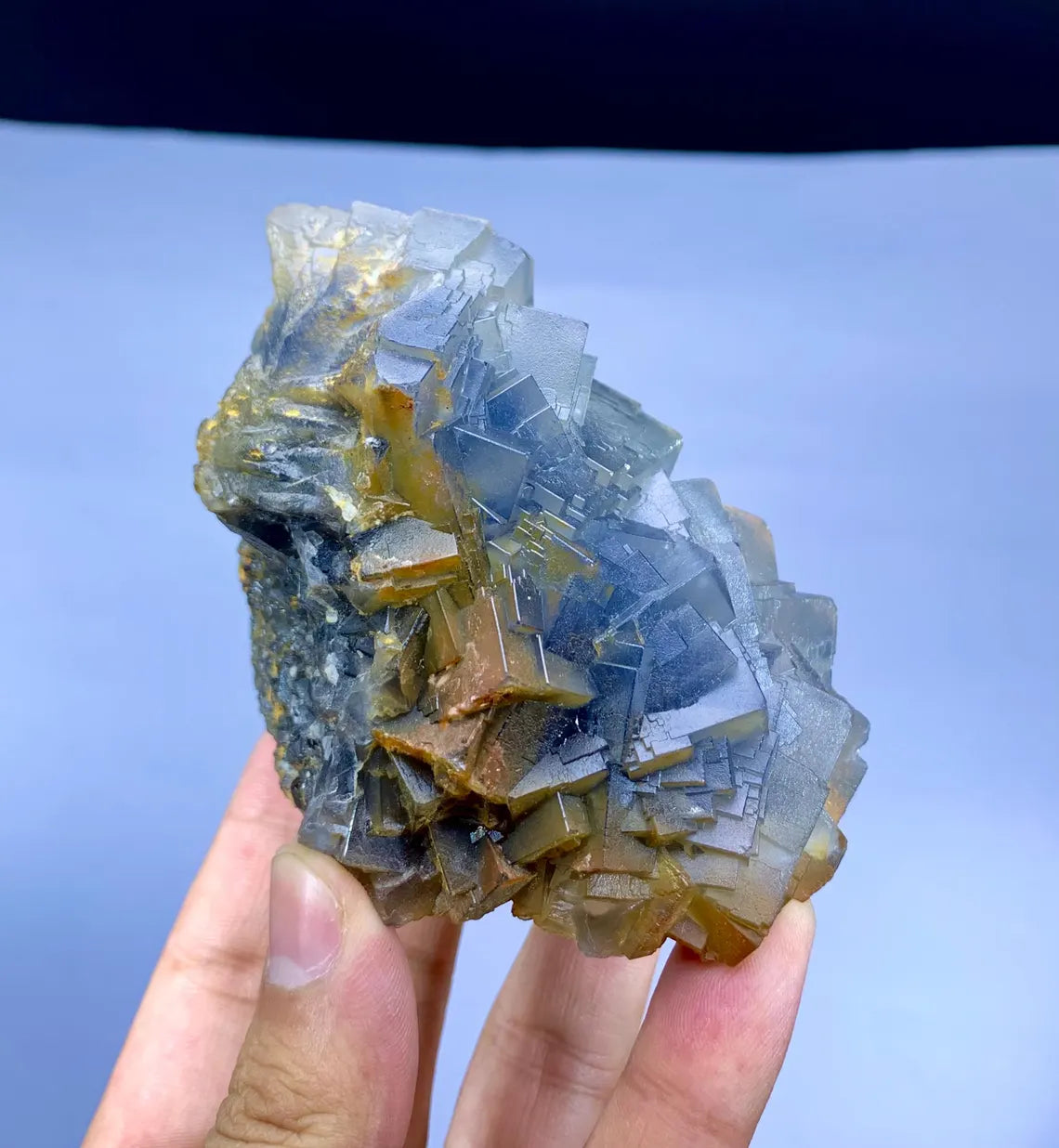 Hand Size Blue Phantom Fluorite Specimen - 572 gram