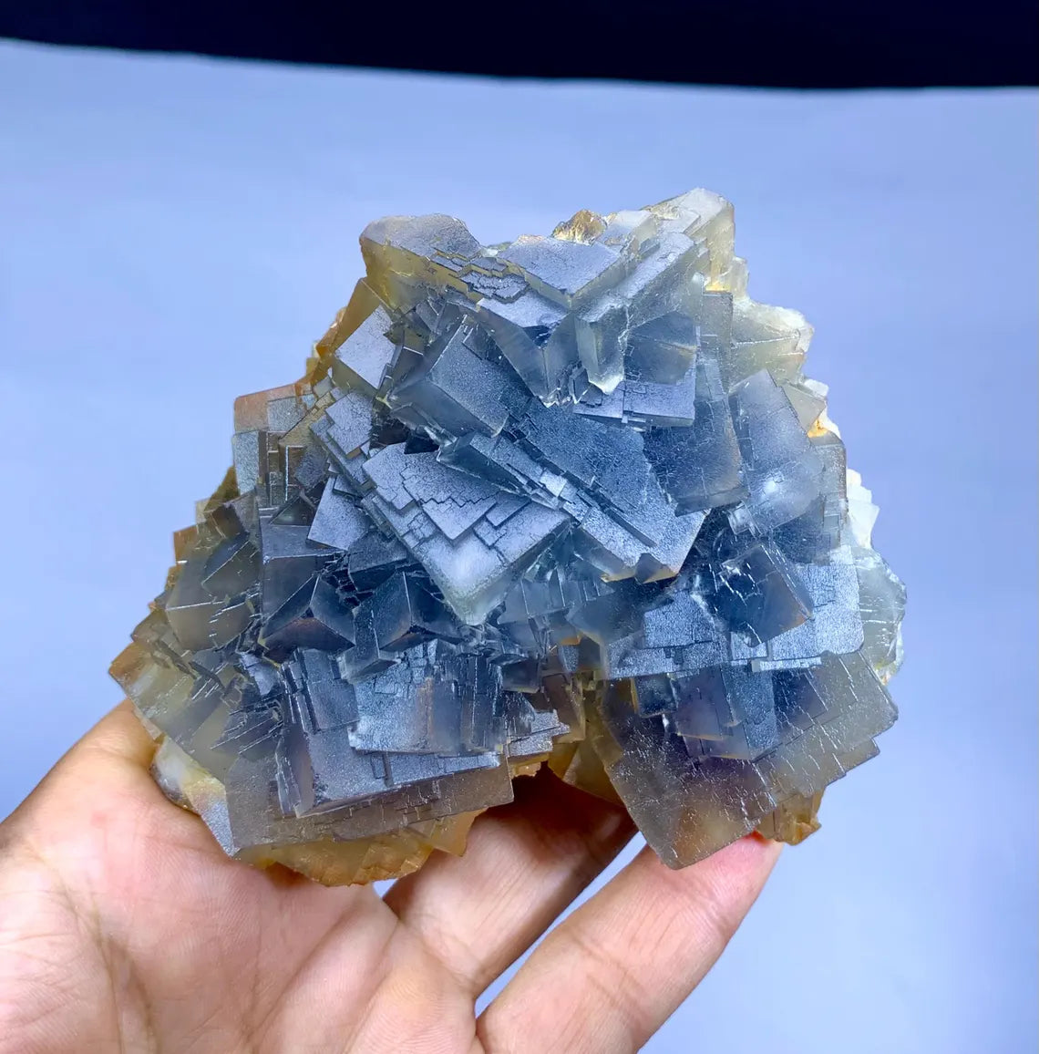 Hand Size Blue Phantom Fluorite Specimen - 572 gram