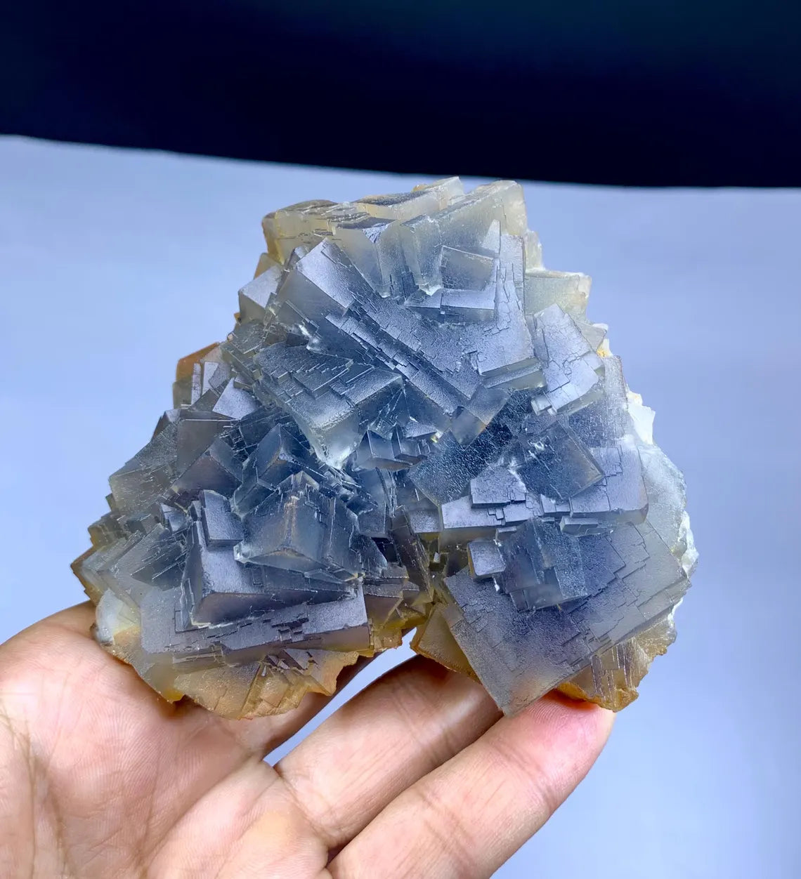 Hand Size Blue Phantom Fluorite Specimen - 572 gram