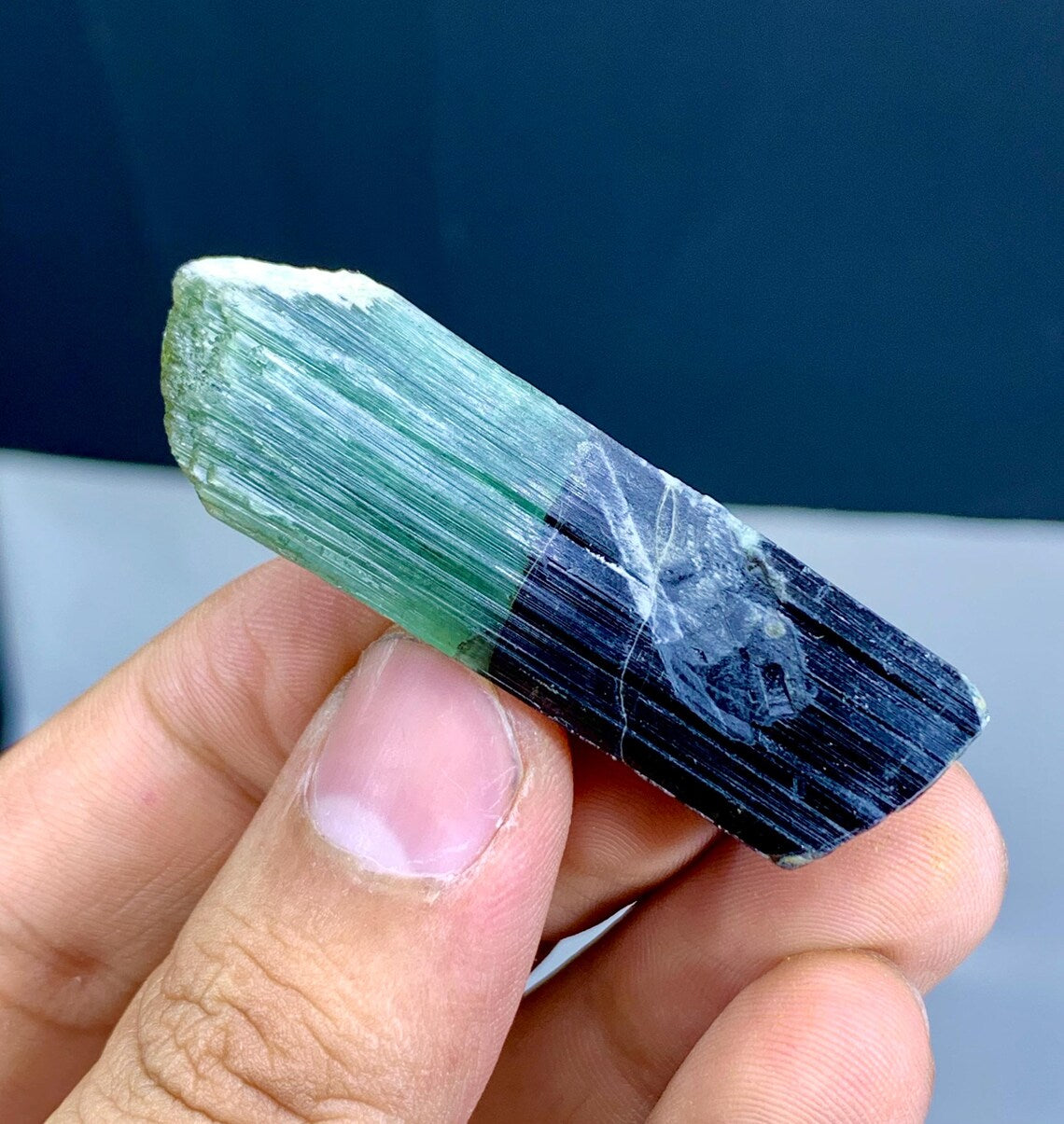 Lustrous Bicolor Tourmaline Crystal from Pakistan - 15 gram