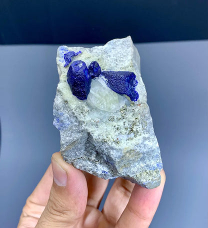 Rare Blue Afghanite with Pyrite on Matrix from Afghanistan - 287 gram