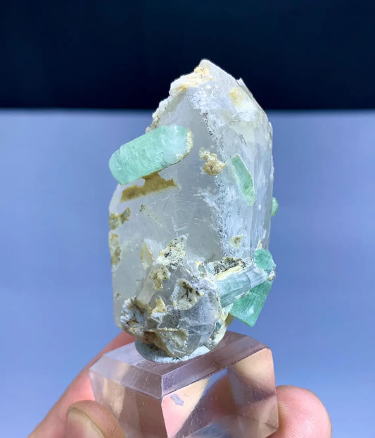 Natural Green Color Tourmalines on Quartz from Afghanistan - 59 gram