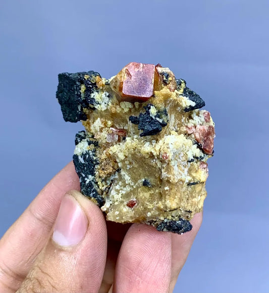 Natural Red Zircon Crystals on Matrix from Pakistan - 59 gram