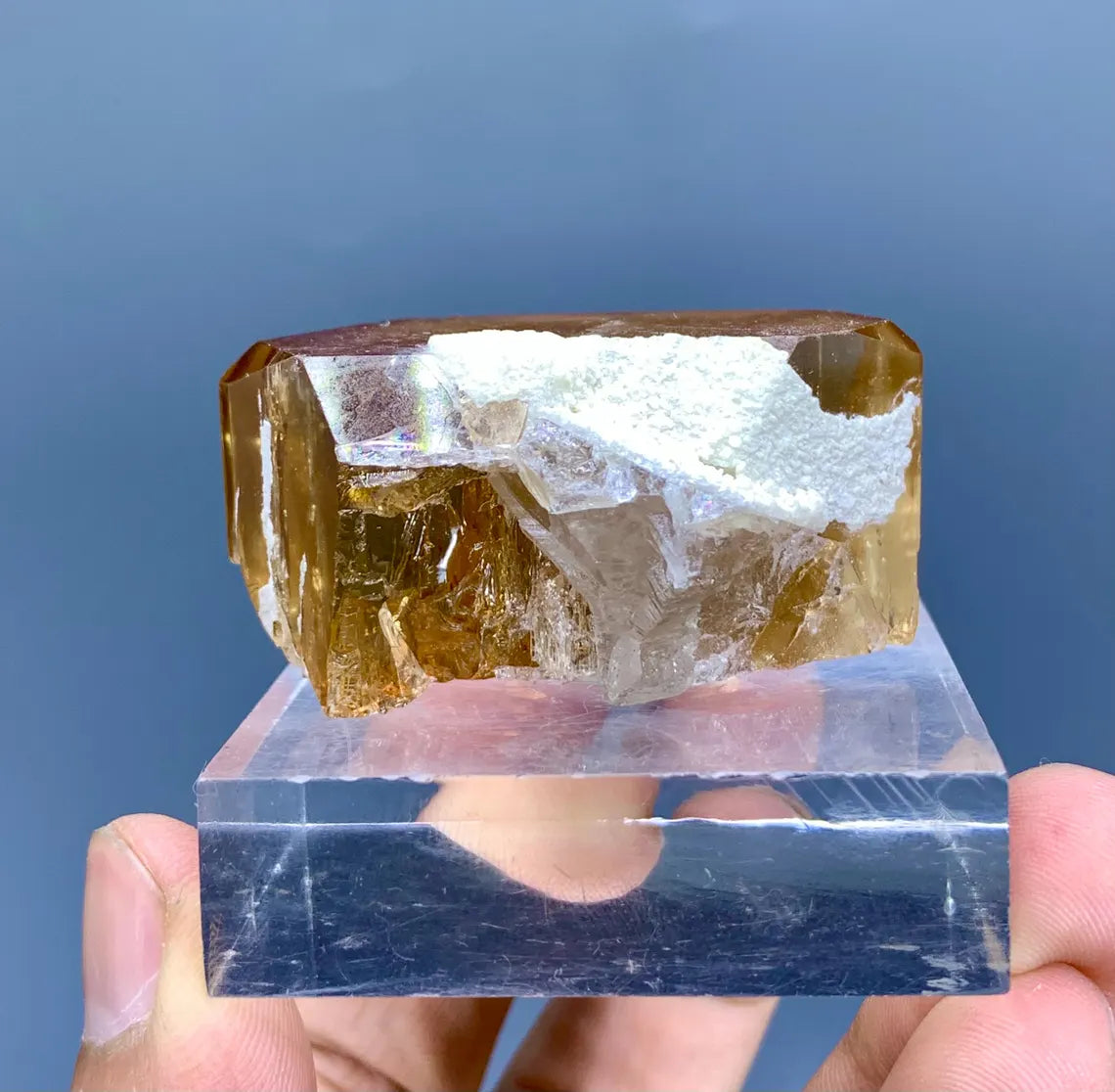 Rich Golden Color Terminated Topaz Crystal from Skardu Pakistan - 84 gram