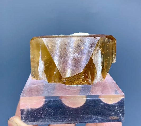Rich Golden Color Terminated Topaz Crystal from Skardu Pakistan - 84 gram