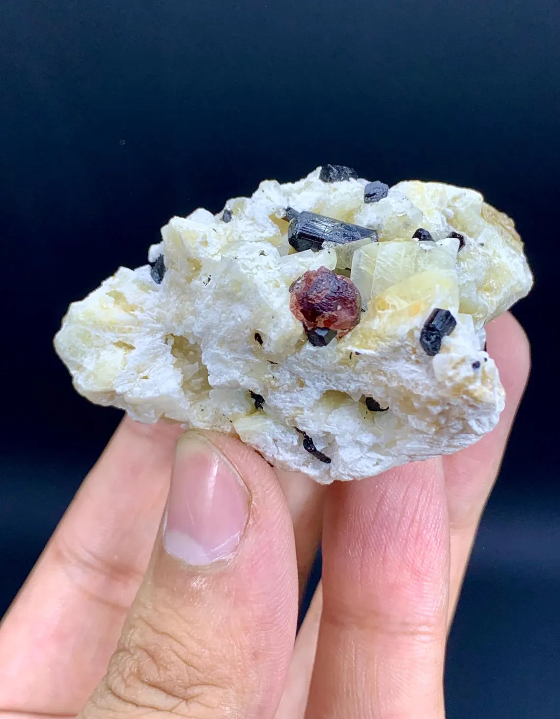 Red Spessartine Garnet with Schorl on Matrix from Skardu Pakistan - 62 gram