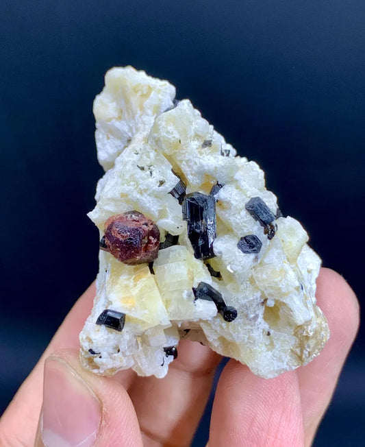 Red Spessartine Garnet with Schorl on Matrix from Skardu Pakistan - 62 gram