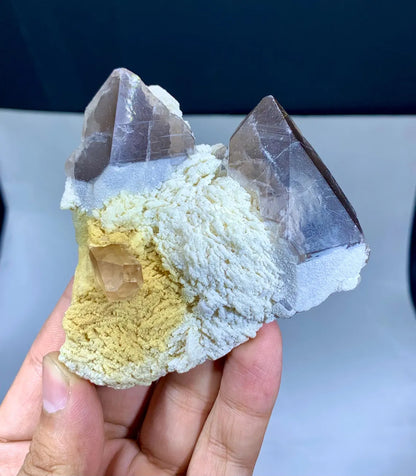 Natural Topaz on Albite and Smoky Quartz Specimen from Skardu Pakistan - 164 gram