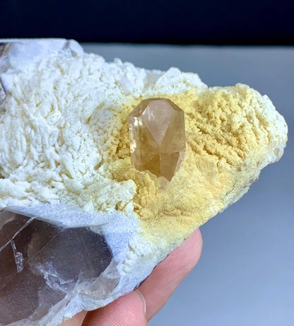 Natural Topaz on Albite and Smoky Quartz Specimen from Skardu Pakistan - 164 gram