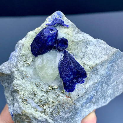 Rare Blue Afghanite with Pyrite on Matrix from Afghanistan - 287 gram