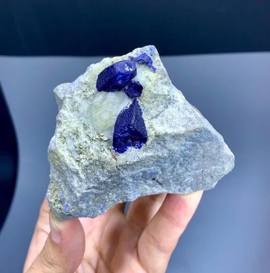 Rare Blue Afghanite with Pyrite on Matrix from Afghanistan - 287 gram