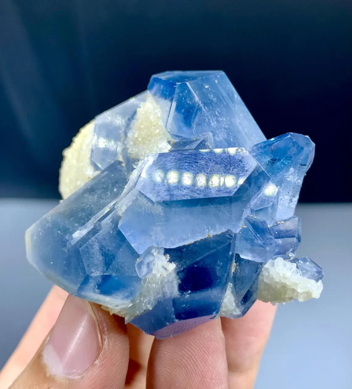 Blue Celestine Cluster with Calcite from Afghanistan - 121 grams