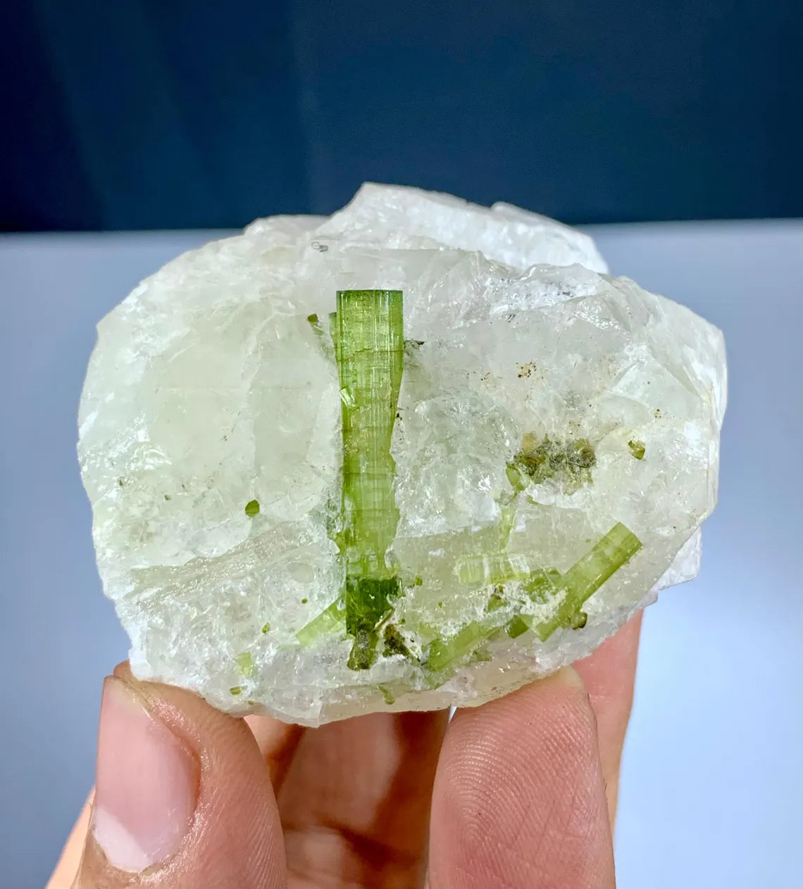 Green Tourmalines on Rare Pollucite from Chapu Mine Pakistan - 130 grams