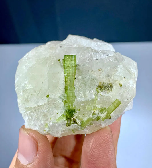 Green Tourmalines on Rare Pollucite from Chapu Mine Pakistan - 130 grams