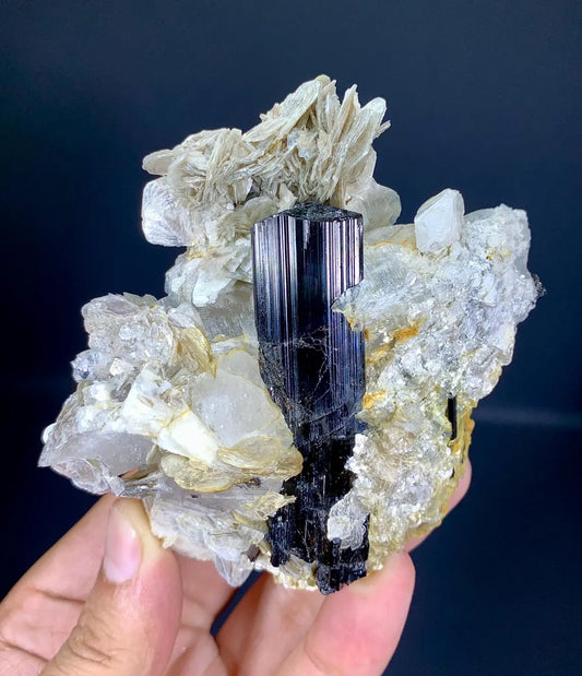 Schorl Black Tourmaline on Quartz and Mica from Pakistan - 243 grams