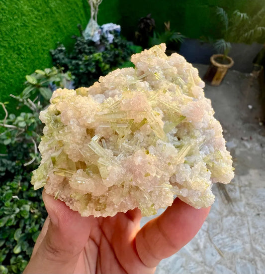 Green Tourmaline Cluster on Lepidolite from Pakistan - 238 grams