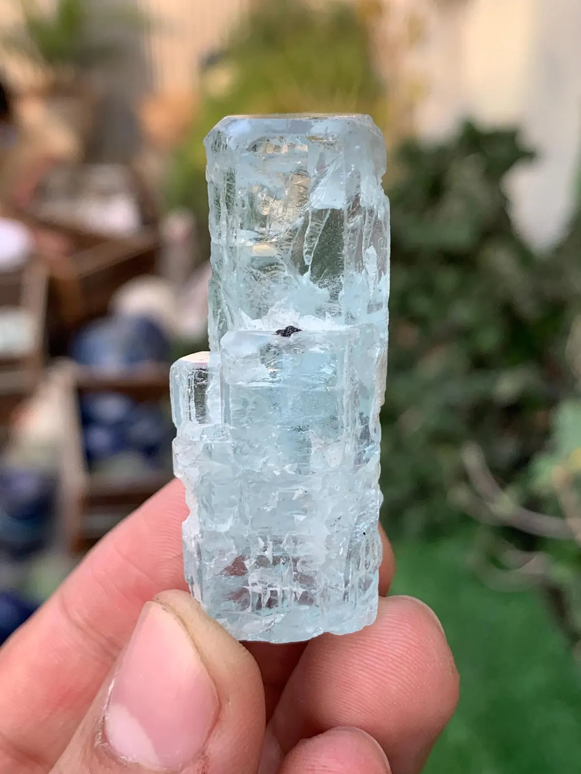 Etched Sky Blue Gemmy Aquamarine Crystal from Shigar valley Pakistan - 27 grams