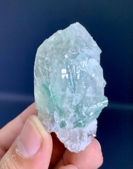 Paraiba-Like Color Tourmaline Cluster on Quartz from Afghanistan - 47 grams