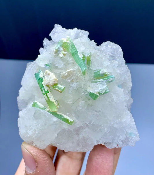 Green Tourmaline Crystals on Rare Etched Pollucite from Afghanistan - 191 grams