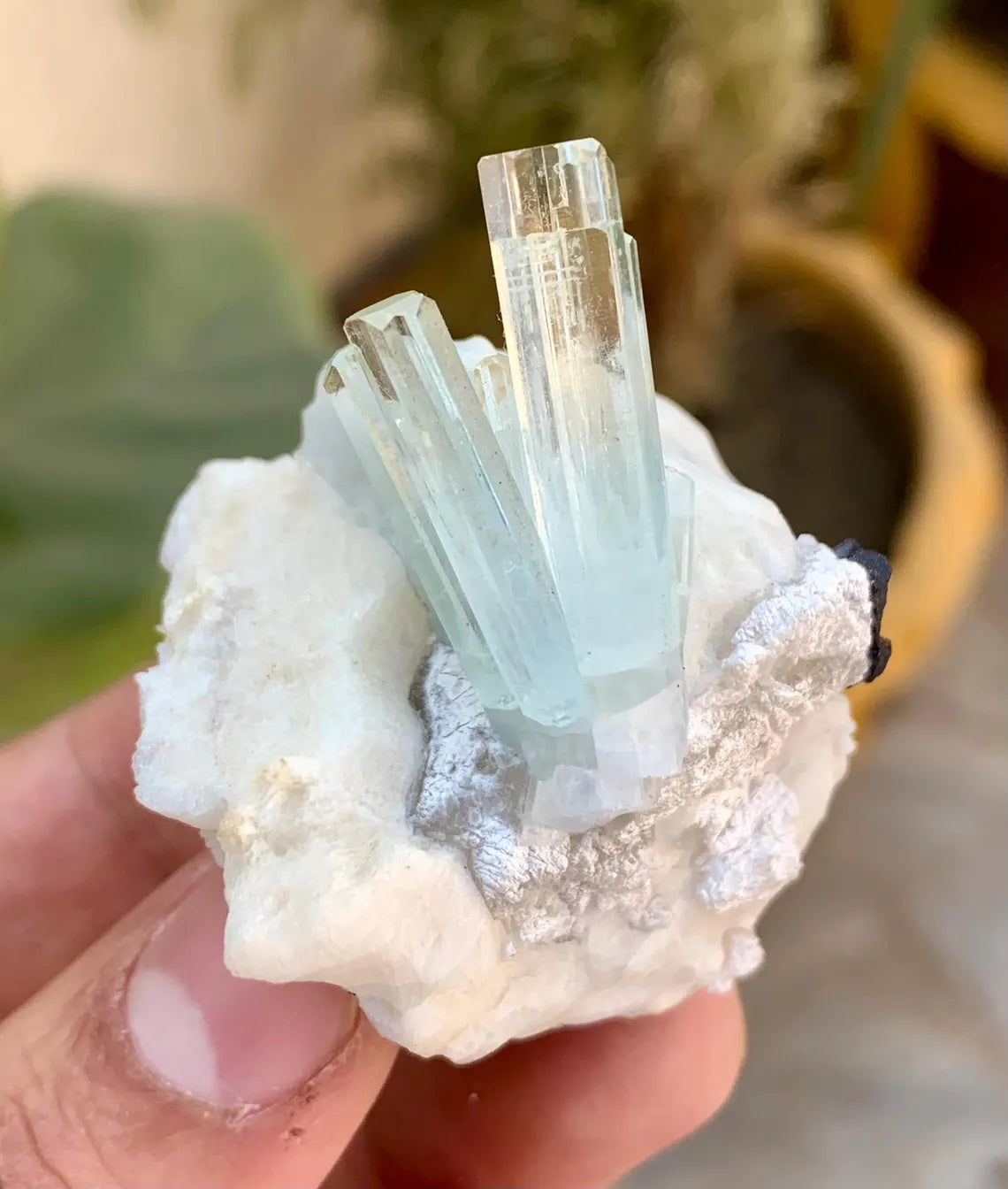 Sky Blue Aquamarine Cluster on Feldspar from Shigar valley Pakistan - 54 grams