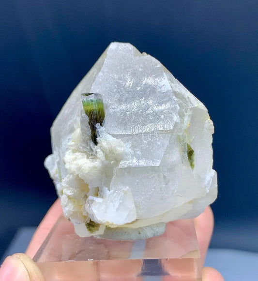Blue Cap Tourmaline on Quartz from Paprok Afghanistan - 88 grams