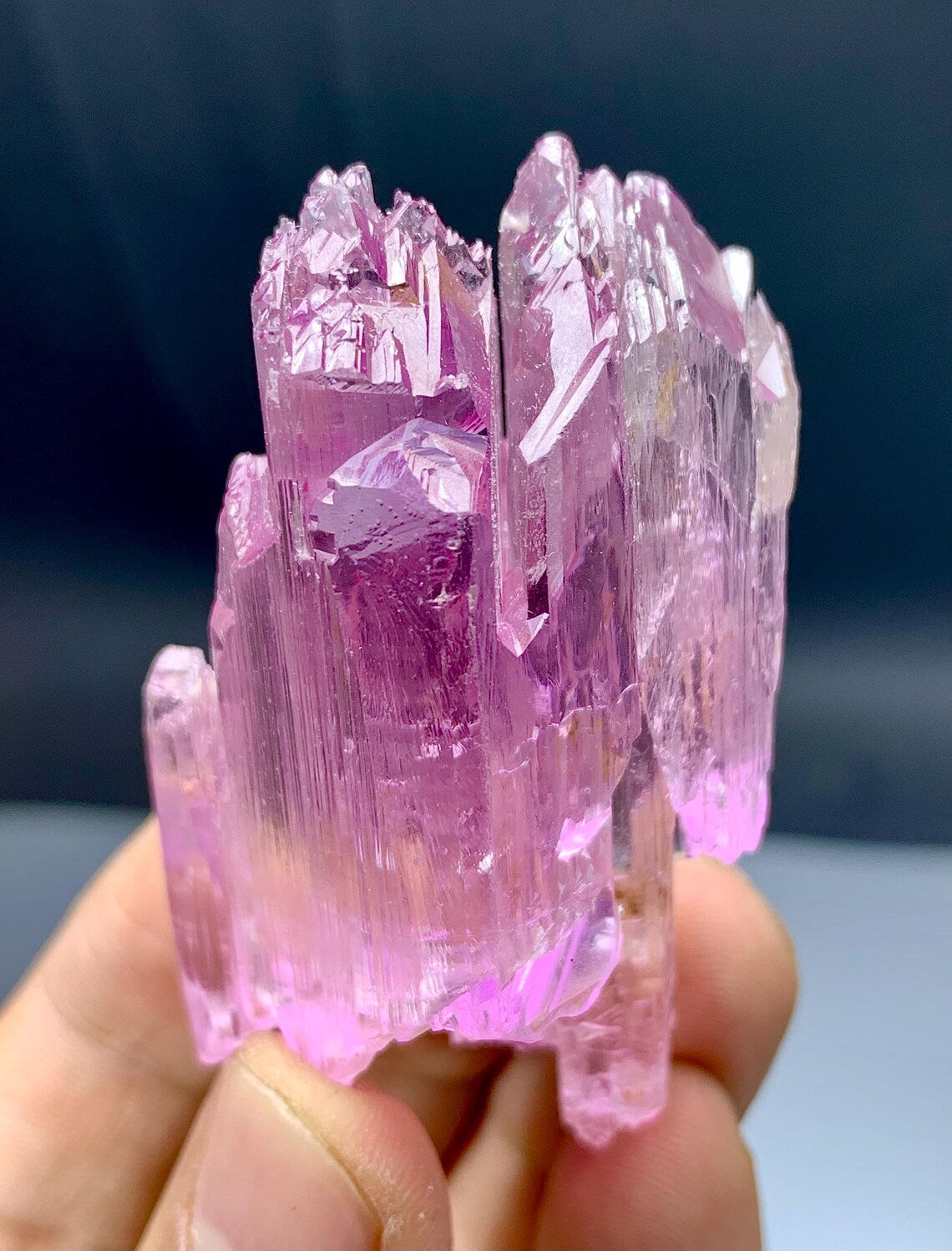 Gemmy Pink Kunzite with Spikes Terminations ! Kunzite Crystal Specimen - 59 grams