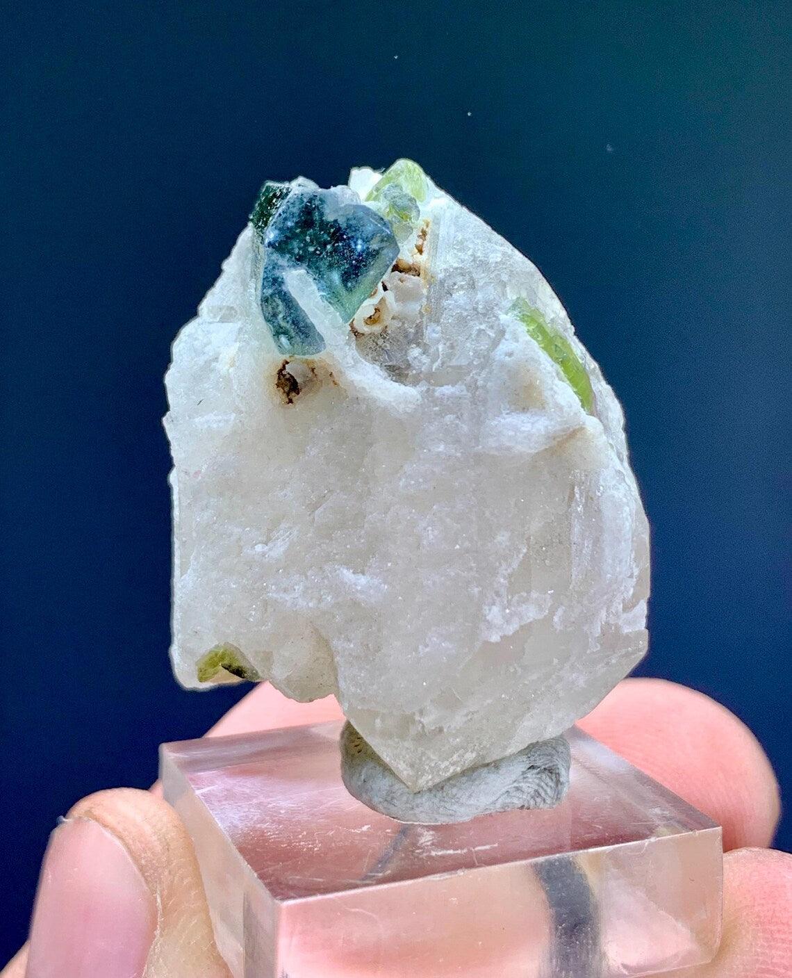 Blue Cap Tourmaline Crystal on Quartz from Paprok Afghanistan - 25 gram
