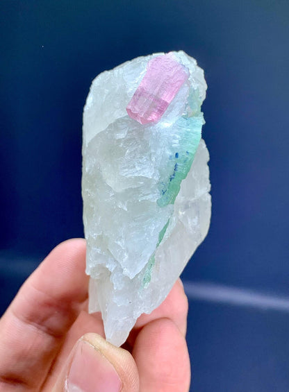 Pink and Green Tourmaline Crystals on Quartz from Afghanistan - 86 gram