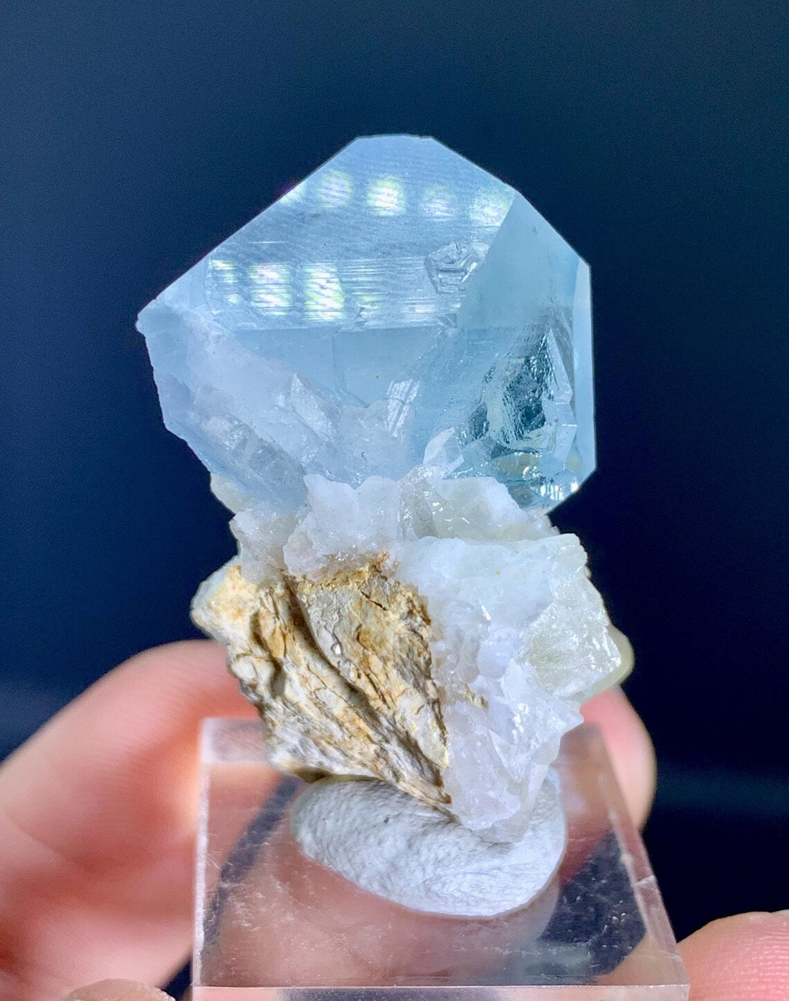 Blue Celestine Crystals on Calcite from Afghanistan - 21 gram