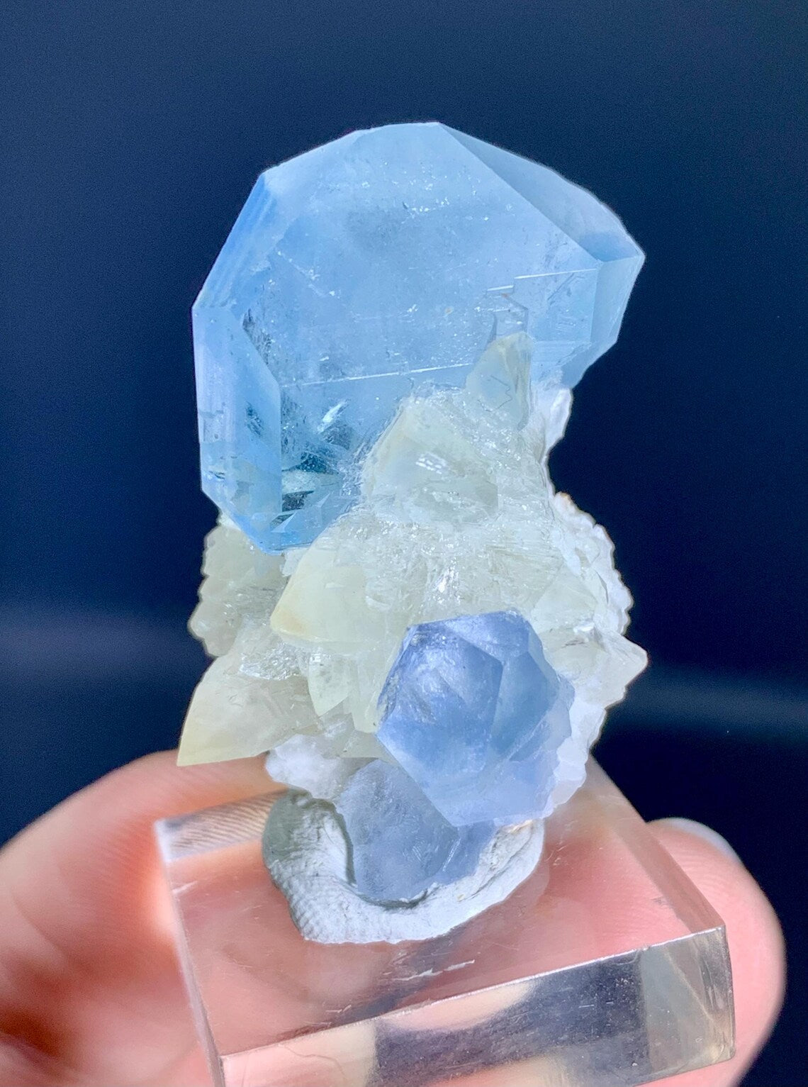 Blue Celestine Crystals on Calcite from Afghanistan - 21 gram