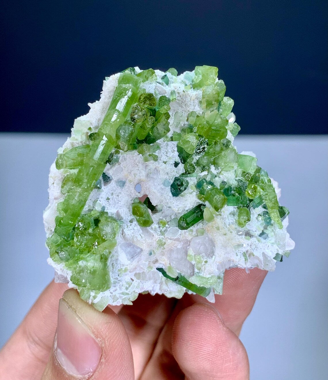 Green Tourmaline Cluster on Kunzite from Afghanistan - 32 gram