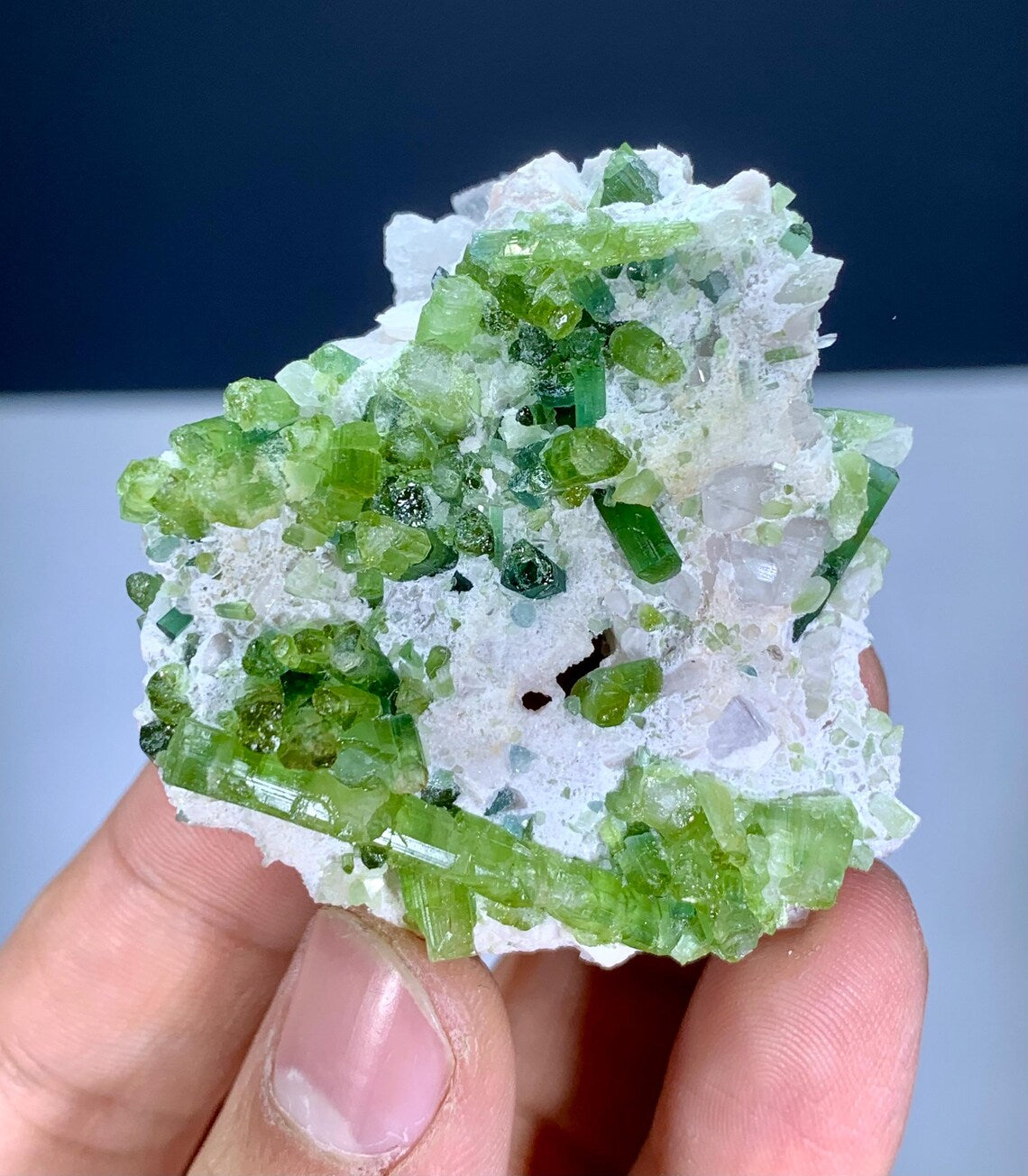 Green Tourmaline Cluster on Kunzite from Afghanistan - 32 gram