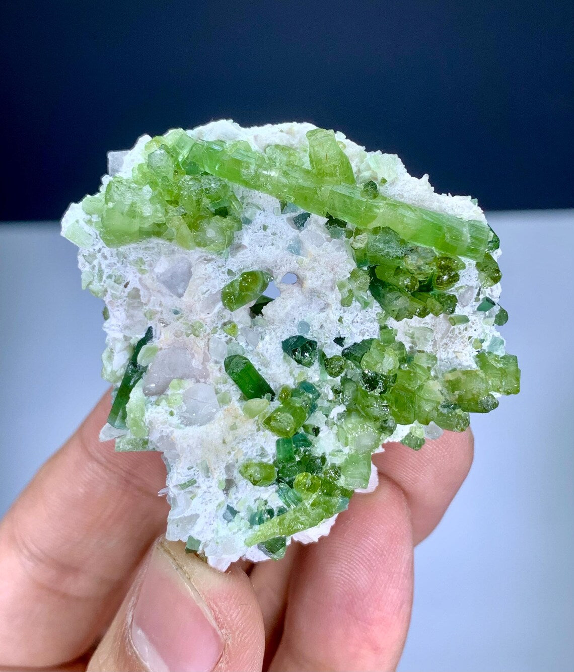 Green Tourmaline Cluster on Kunzite from Afghanistan - 32 gram