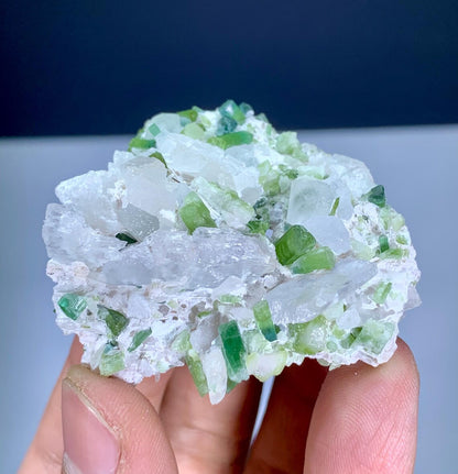 Green Tourmaline Cluster on Kunzite from Afghanistan - 32 gram