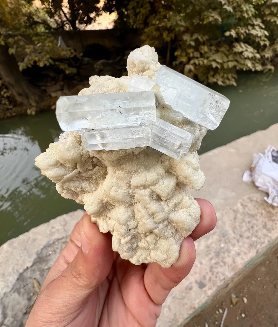 Aquamarine Crystals on Albite from Shigar valley, Skardu Pakistan - 158 gram