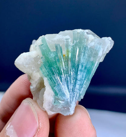 Paraiba Like Color Tourmaline Cluster on Quartz from Afghanistan - 13 gram